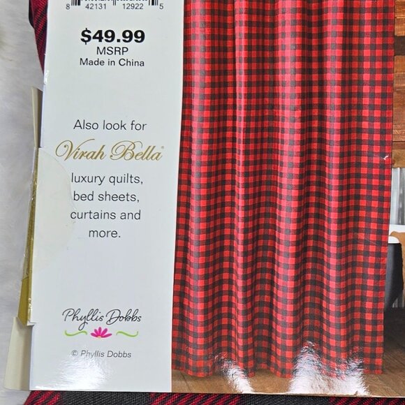 Virah Bella Luxury Cloth Shower Curtain Red and Black 13 Piece Set (NWT) 72 x 72 - Picture 4 of 4